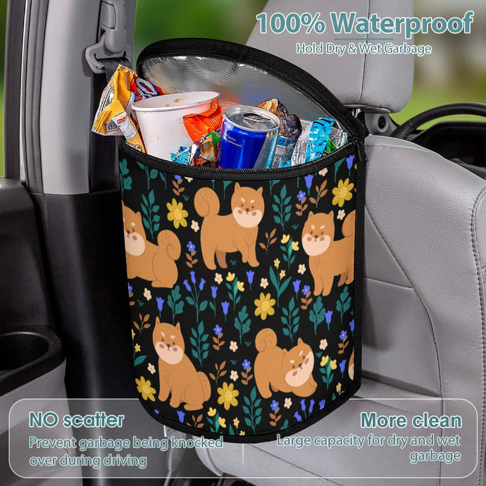 Flower Garden Shiba Inus Multipurpose Car Storage Bag-Car Accessories-Bags, Car Accessories, Shiba Inu-ONE SIZE-Black-4