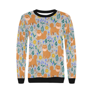 Flower Garden Shiba Inus Women's Sweatshirt-Apparel-Apparel, Shiba Inu, Sweatshirt-10