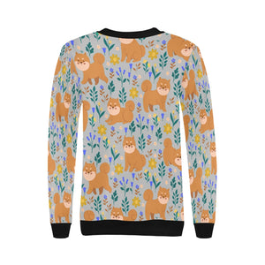 Flower Garden Shiba Inus Women's Sweatshirt-Apparel-Apparel, Shiba Inu, Sweatshirt-12