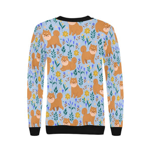Flower Garden Shiba Inus Women's Sweatshirt-Apparel-Apparel, Shiba Inu, Sweatshirt-13