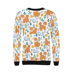 Flower Garden Shiba Inus Women's Sweatshirt-Apparel-Apparel, Shiba Inu, Sweatshirt-2