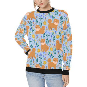 Flower Garden Shiba Inus Women's Sweatshirt-Apparel-Apparel, Shiba Inu, Sweatshirt-LightSteelBlue-XS-6