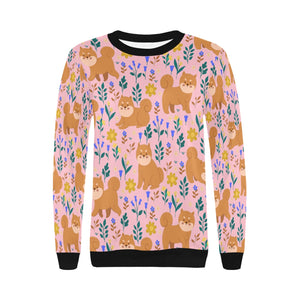 Flower Garden Shiba Inus Women's Sweatshirt-Apparel-Apparel, Shiba Inu, Sweatshirt-8