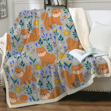 Load image into Gallery viewer, Flower Garden Shiba Soft Warm Fleece Blanket - 4 Colors-Blanket-Blankets, Home Decor, Shiba Inu-10