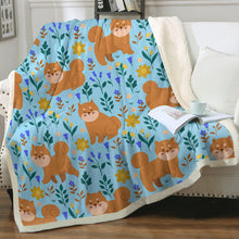 Load image into Gallery viewer, Flower Garden Shiba Soft Warm Fleece Blanket - 4 Colors-Blanket-Blankets, Home Decor, Shiba Inu-11