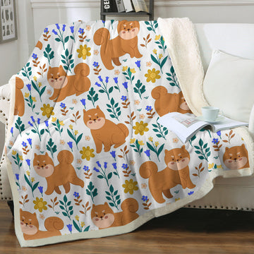 Flower Garden Shiba Soft Warm Fleece Blanket 4 Colors 360x