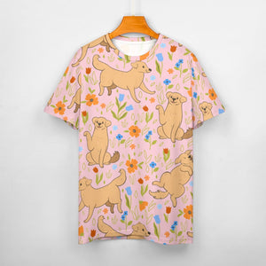 Flower Garden Yellow Labrador Love All Over Print Women's Cotton T-Shirt - 4 Colors-Apparel-Apparel, Labrador, Shirt, T Shirt-12