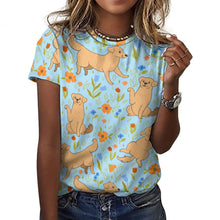 Load image into Gallery viewer, Flower Garden Yellow Labrador Love All Over Print Women&#39;s Cotton T-Shirt - 4 Colors-Apparel-Apparel, Labrador, Shirt, T Shirt-14