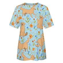 Load image into Gallery viewer, Flower Garden Yellow Labrador Love All Over Print Women&#39;s Cotton T-Shirt - 4 Colors-Apparel-Apparel, Labrador, Shirt, T Shirt-15