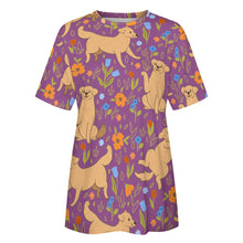 Load image into Gallery viewer, Flower Garden Yellow Labrador Love All Over Print Women&#39;s Cotton T-Shirt - 4 Colors-Apparel-Apparel, Labrador, Shirt, T Shirt-3