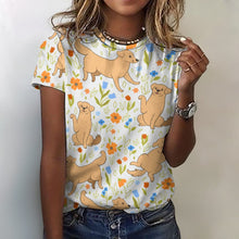 Load image into Gallery viewer, Flower Garden Yellow Labrador Love All Over Print Women&#39;s Cotton T-Shirt - 4 Colors-Apparel-Apparel, Labrador, Shirt, T Shirt-2XS-WhiteSmoke-4