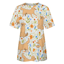 Load image into Gallery viewer, Flower Garden Yellow Labrador Love All Over Print Women&#39;s Cotton T-Shirt - 4 Colors-Apparel-Apparel, Labrador, Shirt, T Shirt-5