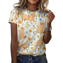 Load image into Gallery viewer, Flower Garden Yellow Labrador Love All Over Print Women&#39;s Cotton T-Shirt - 4 Colors-Apparel-Apparel, Labrador, Shirt, T Shirt-6