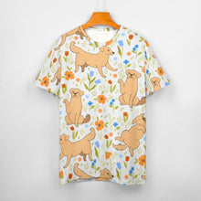 Load image into Gallery viewer, Flower Garden Yellow Labrador Love All Over Print Women&#39;s Cotton T-Shirt - 4 Colors-Apparel-Apparel, Labrador, Shirt, T Shirt-7