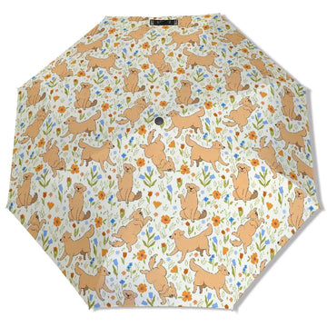 Flower Garden Yellow Labradors Umbrella 360x