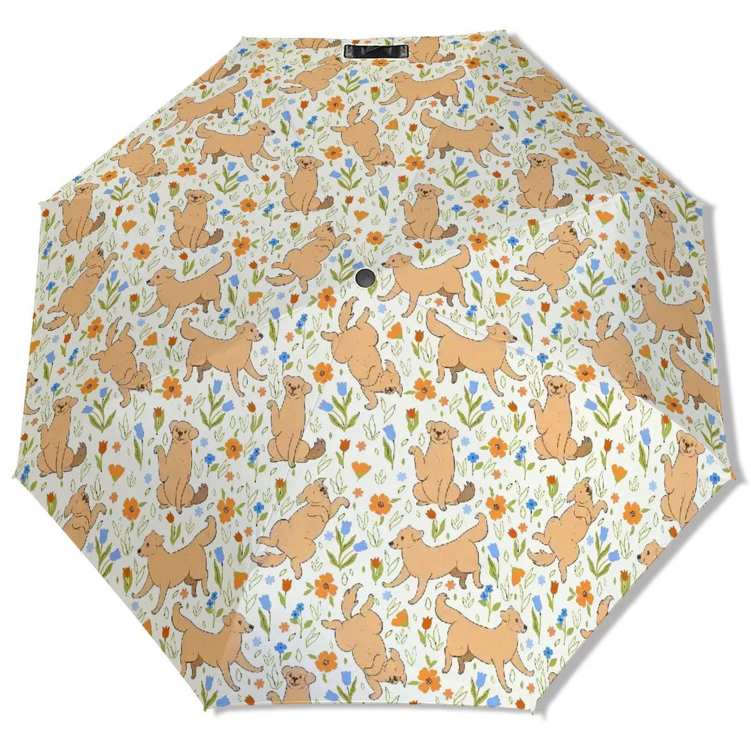 Flower Garden Yellow Labradors Umbrella-Accessories-Accessories,Dog Mom Gifts,Umbrella-6