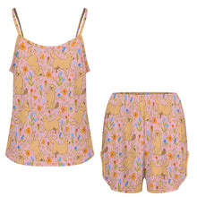 Load image into Gallery viewer, Flower Garden Yellow Labradors Women's Cami and Shorts Pajama Set-5