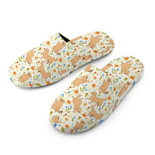 Load image into Gallery viewer, Flower Garden Yellow Labs Women&#39;s Cotton Mop Slippers-Footwear-Accessories, Labrador, Slippers-5