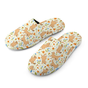 Flower Garden Yellow Labs Women's Cotton Mop Slippers-Footwear-Accessories, Labrador, Slippers-5
