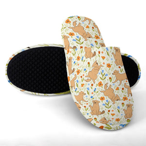 Flower Garden Yellow Labs Women's Cotton Mop Slippers-Footwear-Accessories, Labrador, Slippers-7