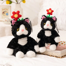 Load image into Gallery viewer, Flower Power Black and White Cat Soft Plush Toy-1