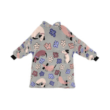 Load image into Gallery viewer, Flowery Cartoon Dachshund Blanket Hoodie for Women-Apparel-Apparel, Blankets-DarkGray-ONE SIZE-11
