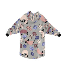 Load image into Gallery viewer, Flowery Cartoon Dachshund Blanket Hoodie for Women-Apparel-Apparel, Blankets-12