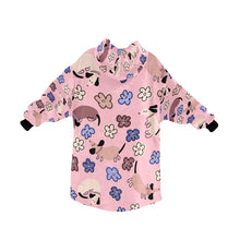 Load image into Gallery viewer, Flowery Cartoon Dachshund Blanket Hoodie for Women-Apparel-Apparel, Blankets-2