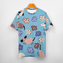 Load image into Gallery viewer, Flowery Cartoon Dachshunds All Over Print Women&#39;s Cotton T-Shirt - 4 Colors-Apparel-Apparel, Dachshund, Shirt, T Shirt-10