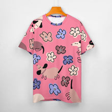 Load image into Gallery viewer, Flowery Cartoon Dachshunds All Over Print Women&#39;s Cotton T-Shirt - 4 Colors-Apparel-Apparel, Dachshund, Shirt, T Shirt-5
