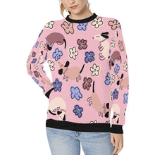 Load image into Gallery viewer, Flowery Cartoon Dachshunds Love Women&#39;s Sweatshirt-Apparel-Apparel, Dachshund, Sweatshirt-Pink-XS-15