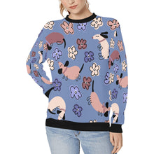 Load image into Gallery viewer, Flowery Cartoon Dachshunds Love Women&#39;s Sweatshirt-Apparel-Apparel, Dachshund, Sweatshirt-CornflowerBlue-XS-5