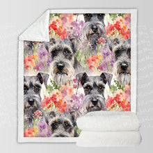 Load image into Gallery viewer, Flowery Schnauzer Serenade Soft Warm Fleece Blanket-Blanket-Blankets, Home Decor, Schnauzer-10