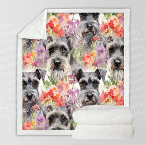 Flowery Schnauzer Serenade Soft Warm Fleece Blanket-Blanket-Blankets, Home Decor, Schnauzer-10