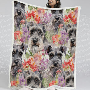 Flowery Schnauzer Serenade Soft Warm Fleece Blanket-Blanket-Blankets, Home Decor, Schnauzer-11