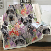 Load image into Gallery viewer, Flowery Schnauzer Serenade Soft Warm Fleece Blanket-Blanket-Blankets, Home Decor, Schnauzer-12