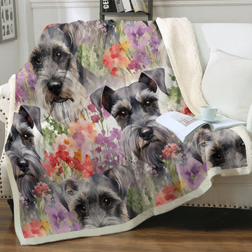 Flowery Schnauzer Serenade Soft Warm Fleece Blanket Small 360x
