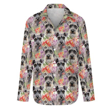 Load image into Gallery viewer, Flowery Schnauzer Serenade Women&#39;s Shirt-Apparel-Apparel, Schnauzer, Shirt-S-White1-1