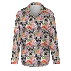 Flowery Schnauzer Serenade Women's Shirt-Apparel-Apparel, Schnauzer, Shirt-S-White1-1