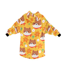 Load image into Gallery viewer, Flowery Shiba Love Blanket Hoodie for Women-Apparel-Apparel, Blankets-2