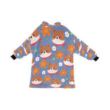 Load image into Gallery viewer, Flowery Shiba Love Blanket Hoodie for Women - 4 Colors-Apparel-Apparel, Blankets, Shiba Inu-11