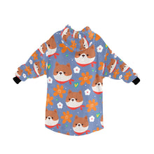 Load image into Gallery viewer, Flowery Shiba Love Blanket Hoodie for Women-Apparel-Apparel, Blankets-4