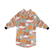 Load image into Gallery viewer, Flowery Shiba Love Blanket Hoodie for Women-Apparel-Apparel, Blankets-9