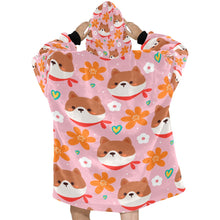 Load image into Gallery viewer, Flowery Shiba Love Blanket Hoodie for Women-Apparel-Apparel, Blankets-8
