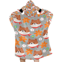 Load image into Gallery viewer, Flowery Shiba Love Blanket Hoodie for Women-Apparel-Apparel, Blankets-13