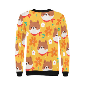 Flowery Shiba Love Women's Sweatshirt-Apparel-Apparel, Shiba Inu, Sweatshirt-2