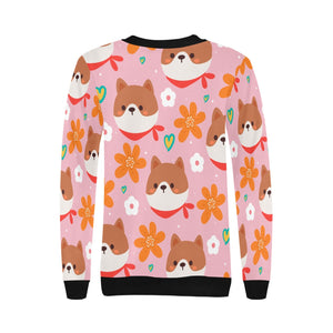 Flowery Shiba Love Women's Sweatshirt-Apparel-Apparel, Shiba Inu, Sweatshirt-7