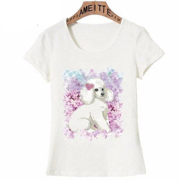 Flowery White Poodle Love Womens T Shirt 360x