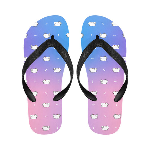 Fluffy American Eskimo Dog Frolic Unisex Slippers - 7 Gradients-11