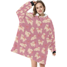 Load image into Gallery viewer, Fluffy Maltese Bliss with Bows Blanket Hoodie-12